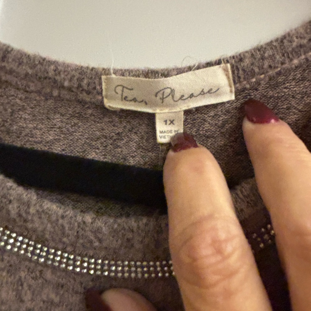 Pale Pink Sweater with Beaded Detail. SIZE 1X